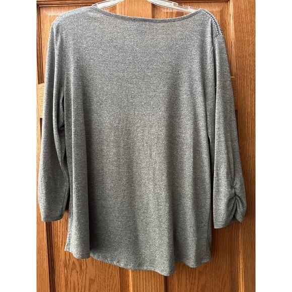 AGB Knot Waist Blouse Gray - Size Large - Picture 5 of 5